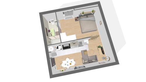 un plan d'étage d'une pièce dans l'établissement Le Cosy Sainte Anne - Proche centre-ville - Neuf - 4p, à Tarbes