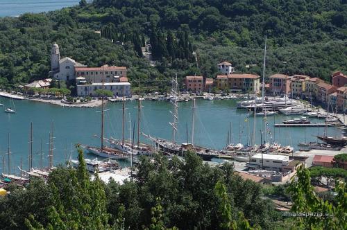 a bunch of boats docked in a marina at Boatable House in Le Grazie
