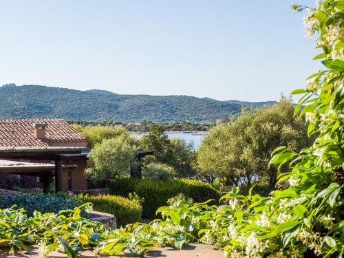 d'un jardin avec vue sur l'eau et les montagnes. dans l'établissement Caletta Nest 10 - Klodge, à Porto Rotondo
