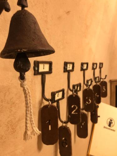 a bell hanging on a wall with keys on it at Palazzo Contelori in Terni