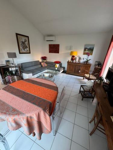 un salon avec un lit et un canapé dans l'établissement Chez francoise, à Saint-Saturnin-lès-Avignon