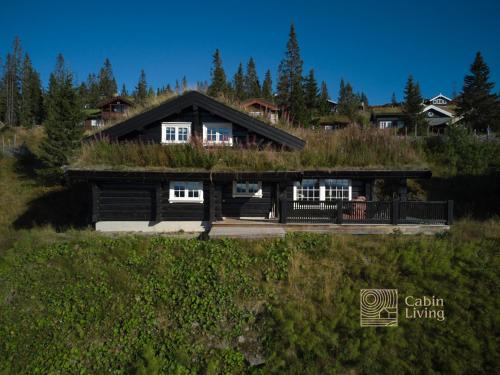 a large house with a grass roof at Large family cabin in Hafjell ski in-out, BBQ, terrace and fireplace in Hafjell
