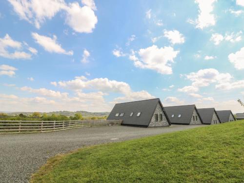 a row of houses on the side of a grassy field at Hill Radnor - The Sheepfold in Llandrindod Wells