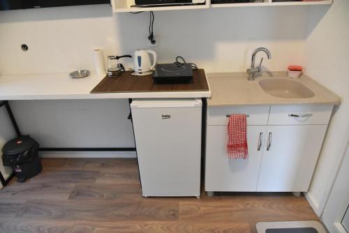 Apartmani TEDŽ Plavにあるキッチンまたは簡易キッチン