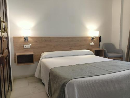 a hotel room with a bed and a chair at Don Paula in Córdoba