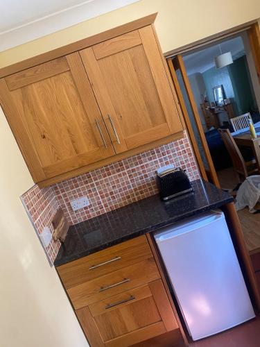 an overhead view of a kitchen with a counter top at Llwyn Celyn 2 bedroom in Bala