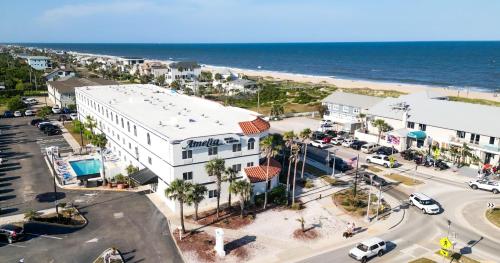an aerial view of a city with the beach at Amelia Hotel at the Beach in Fernandina Beach