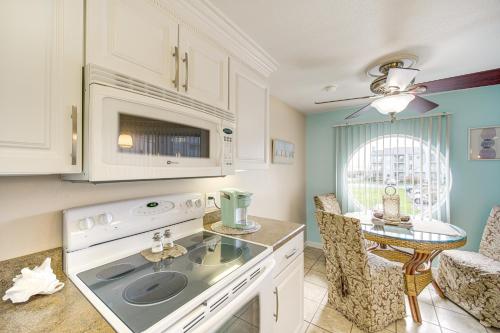 a kitchen with a sink and a counter top at 1 Mi to Ferry Port Clinton Condo with Beach View! in Port Clinton