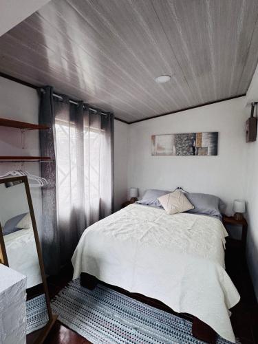 a bedroom with a large bed and a window at Apto aire acondicionado 100 m de la playa bicicletas gratis in Puerto Viejo