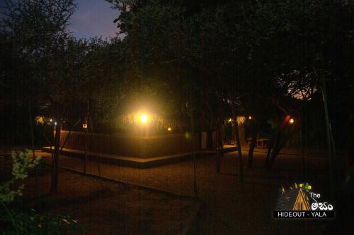 a street light in a park at night at The Masan Hideout Yala in Tissamaharama