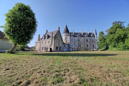 an old castle with a tree in the foreground at Les chambres du Chateau de Farge-Allichamps in Farges-Allichamps