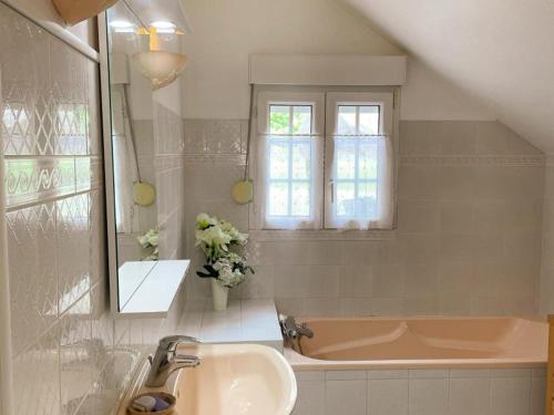 Ένα μπάνιο στο Gîte du Marais - Proche Chambord, Wifi, Animaux admis, Parking privé - FR-1-491-467