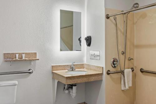 a bathroom with a sink and a shower at Super 8 by Wyndham Santa Rosa in Santa Rosa