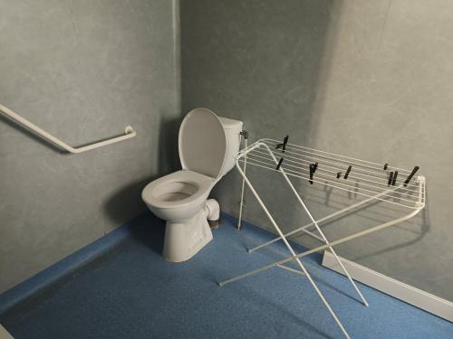 ein Bad mit WC in einem Zimmer in der Unterkunft Appartement T2 - PMR à 750 Mètres de la Station Thermale d'Avène (34) in Avène