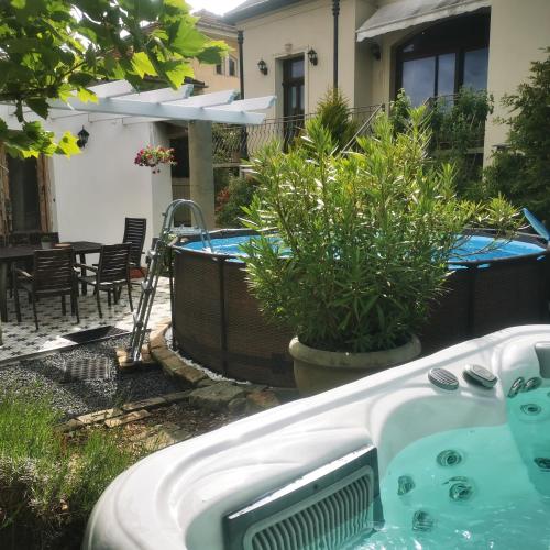 La alberca dentro o cerca de Kúria apartman with private jacuzzi and pool