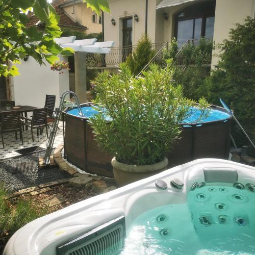 La alberca dentro o cerca de Kúria apartman with private jacuzzi and pool