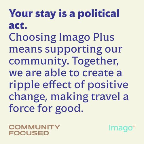 a poster for a political act showing anzac plus means supporting our community at Imago Plus Hotel in Bari
