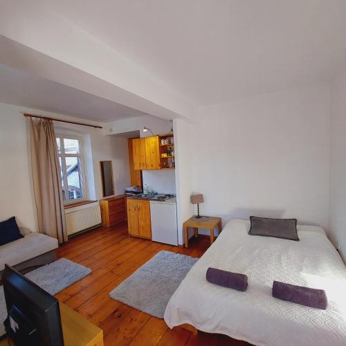 Ένα ή περισσότερα κρεβάτια σε δωμάτιο στο Studia CENTRUM