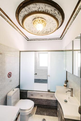 a bathroom with a toilet and a sink at Bella Terra Villa Filerimos in Rhodes Town