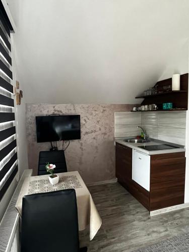 Kuchyň nebo kuchyňský kout v ubytování Apartmani Nikolic