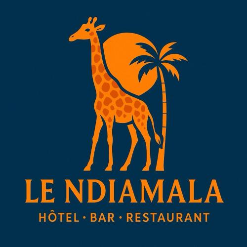 a giraffe is standing next to a palm tree at Ndiamala in Darou Rhamane