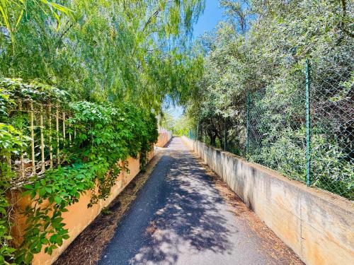 a dirt road with trees and a fence at Villa Donna Vincenza in Cinisi