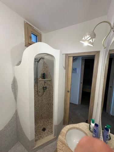 a bathroom with a shower and a sink at PORTO CERVO Villa Girasole in Porto Cervo