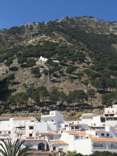 a group of white buildings and a mountain at Apartamento Doña Pia in Mijas