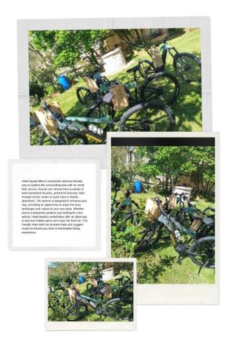 a collage of photos of a pile of bikes at Hotel Aquila in Scoppito