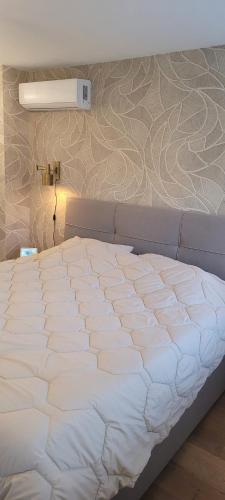 a large white bed in a bedroom with a wall at Casa del Breda in Breda