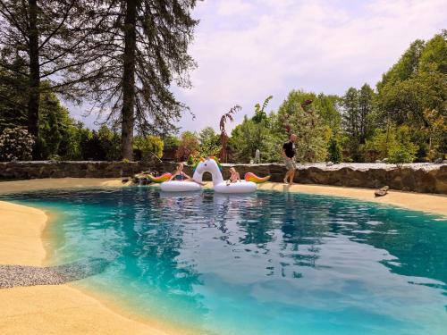 a group of people playing in a swimming pool at Nature rezidence private wellness in Zahorčice