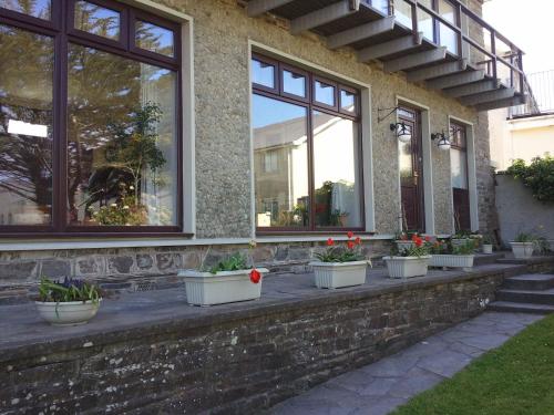 a group of potted plants sitting outside of a building at The Stone House B&B in Baltimore