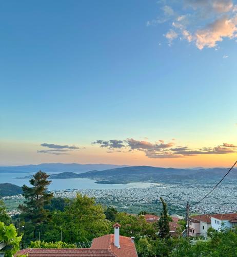 a view of the lake from a house at Vines & Views in Ano Volos