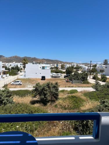 a view from a balcony of a parking lot at Captain Stavros in Pollonia