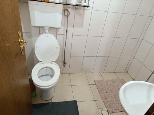a bathroom with a toilet and a sink at Bujtina Ora e Shales in Boge