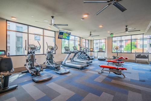 a gym with several treadmills and cardio machines at Private Rooftop, Kierland Commons, TPC Golf, Pool, Gym in Scottsdale