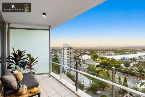 a balcony with a view of a city at The Brass Pineapple Surfers Paradise 4217 - Wyndham Surfers Paradise in Gold Coast