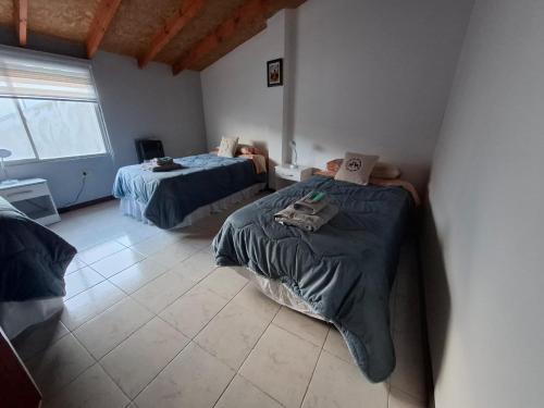 a bedroom with two beds in a room with a window at Departamento Naim in Ushuaia