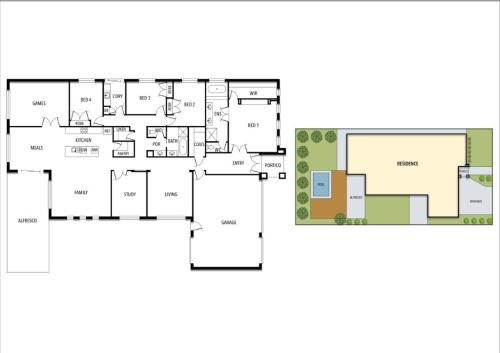 a floor plan of a house at Mansfield Accommodation - Sojourn on Stewart in Mansfield