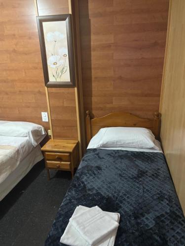 a bedroom with two beds and a picture on the wall at Hotel Don Jose in Puertollano