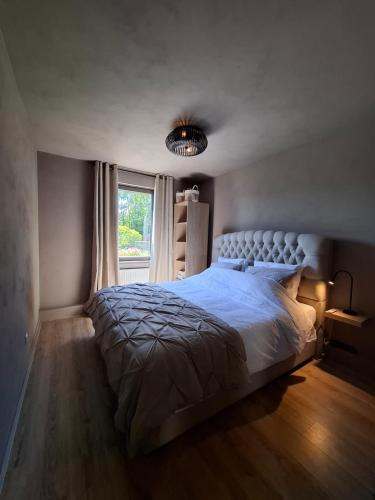 a bedroom with a large bed and a window at Bed and Breakfast Goeree Overflakkee in Sommelsdijk