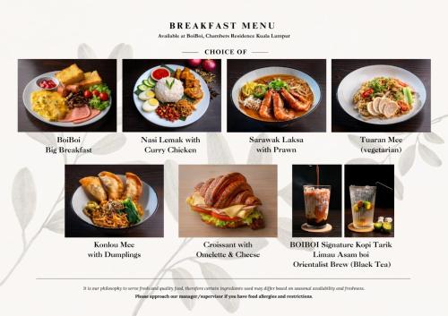 eine Collage aus Bildern von Lebensmitteln auf einer Website in der Unterkunft Chambers Residence, Sunway Putra Mall in Kuala Lumpur