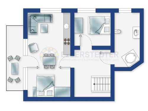 a drawing of a floor plan of a house at Wohnung 5 ID 103 in Böhl