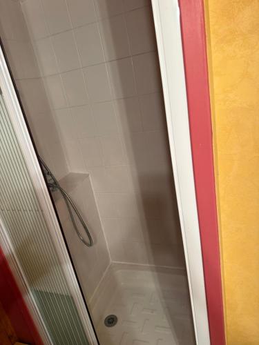 a shower in a bathroom with a shower at Les Chalets de Barcelonnette in Barcelonnette