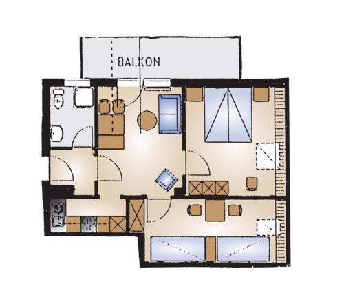 a floor plan of a house at Garni Hotel & Ferienwohnungen Seeschlößchen in Waldeck