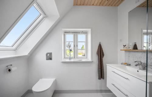 a white bathroom with a toilet and a sink at Awesome Home In Søby Ærø With Wifi in Søby