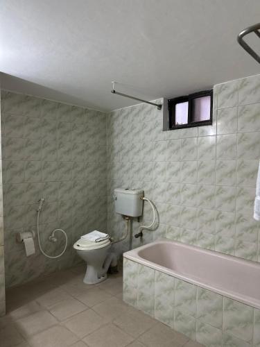 ダッカにあるHotel Dhaka City Innのトイレと浴槽付きのバスルーム