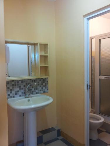 un baño con lavabo e inodoro en Flamengo Apartment, en Midlands Station