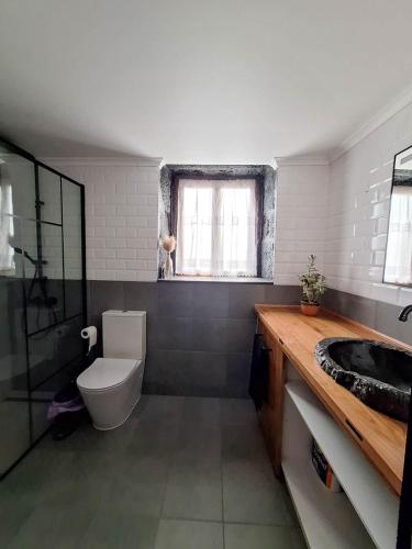a bathroom with a toilet and a sink at Quinta do Almanac in Queimada