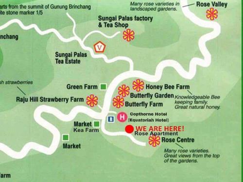 a map of the grounds of the resort at Rose Apartment Kea Farm in Cameron Highlands